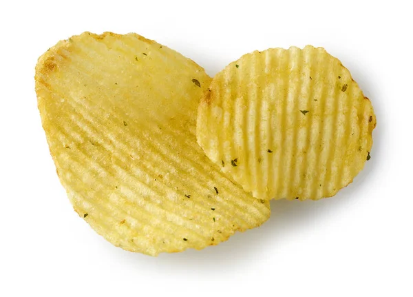 Kartoffelchips Isoliert Auf Weißem Hintergrund Draufsicht — Stockfoto