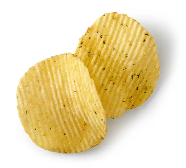 Kartoffelchips Isoliert Auf Weißem Hintergrund Draufsicht — Stockfoto