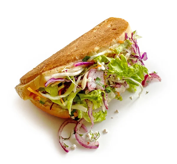 Verse Smakelijke Kebab Geïsoleerd Witte Achtergrond — Stockfoto