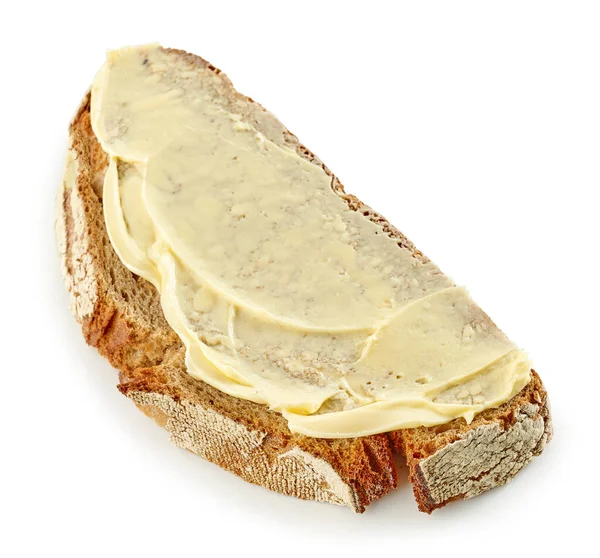 Frühstück Sandwich Mit Butter Isoliert Auf Weißem Hintergrund — Stockfoto