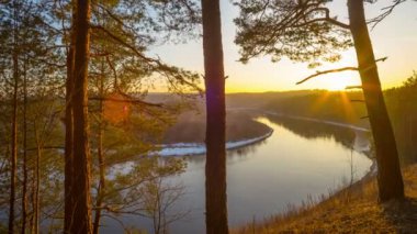 nehir, panoramik günbatımı bahar hızlandırılmış