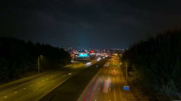 Camino Nocturno Ciudad Time Lapse — Vídeo de stock