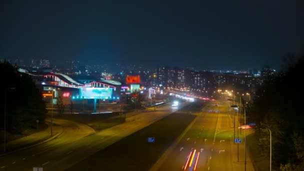 Strada Notturna Città Time Lapse — Video Stock