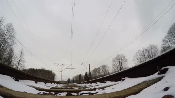 Trainen Winter Onderaanzicht — Stockvideo