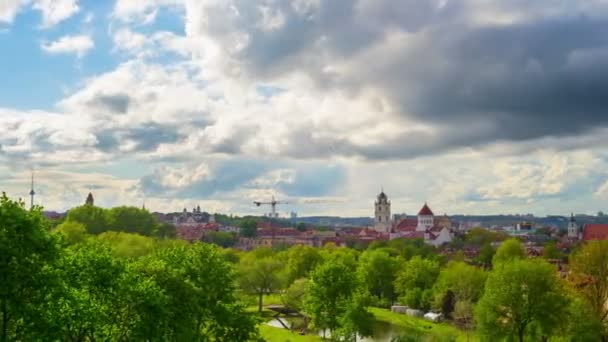 Вильнюс Литва Панорамный Тайм — стоковое видео