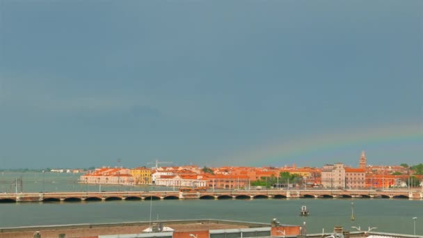 Venice Italy Circa 2015 Панорамный Вид Мост Ведущий Венецию — стоковое видео