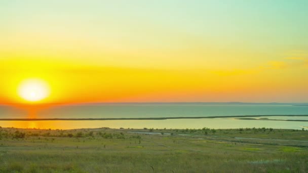 Tuzla Gölü Tuzla Tükürüğü Kırım Ukrayna Panoramik Hızlandırılmış Bir Köprü — Stok video