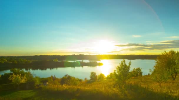 時間経過 湖に沈む夕日 — ストック動画
