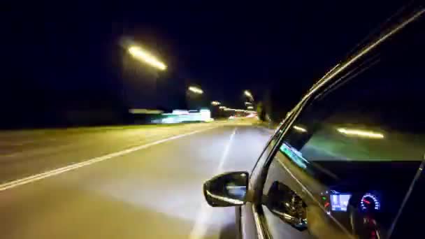 Ταξιδέψτε Στον Δρόμο Νύχτα Πλευρική Θέα Time Lapse — Αρχείο Βίντεο