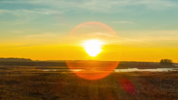 Puesta Sol Paisaje Primavera Lapso Tiempo Panorámico — Vídeos de Stock