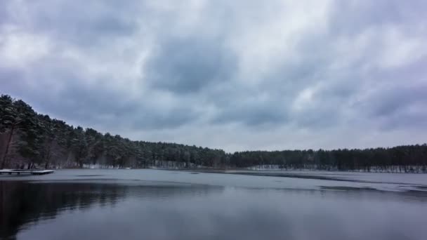Зимове Озеро Панорамний Часовий Проміжок — стокове відео