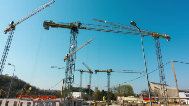 Vilnius Lituania Abril 2016 Caducidad Las Obras Construcción Con Grúa — Vídeo de stock