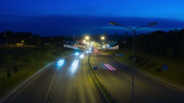 Grote Highway Bij Nacht Time Lapse — Stockvideo