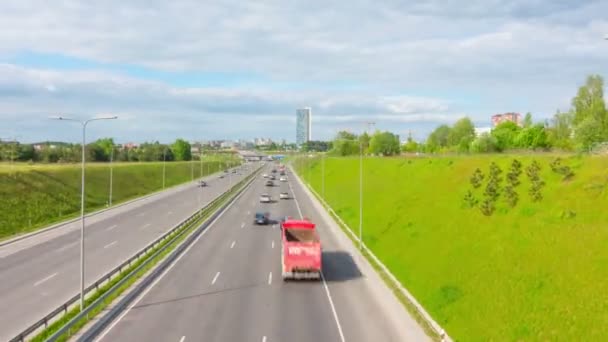 Tráfico Por Carretera Ciudad Hiperlapso Tiempo — Vídeos de Stock