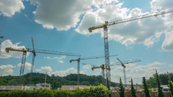 Vilnius Lithuania June 2016 Time Lapse Construction Site Works Crane — Stock Video