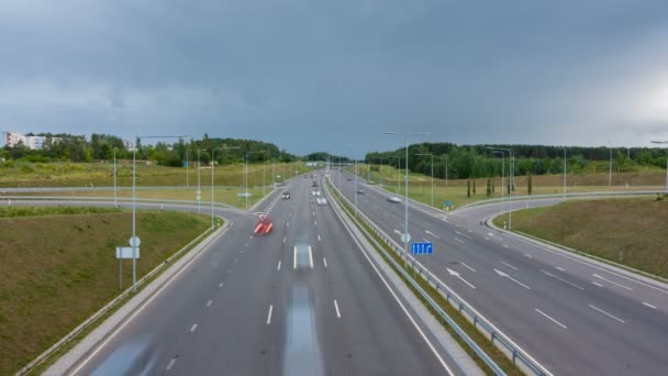 Abendverkehr Auf Der Autobahn Zeitraffer — Stockvideo