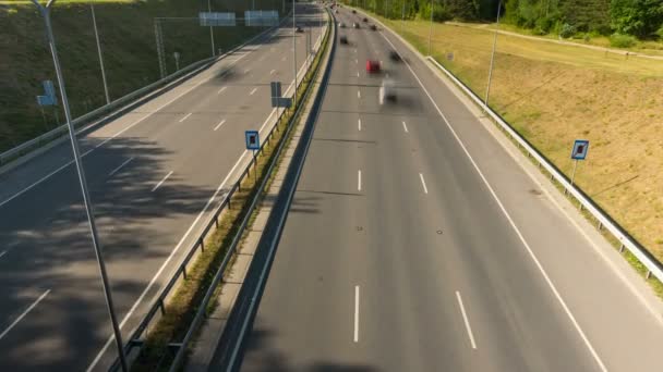 Avond Verkeer Snelweg Time Lapse — Stockvideo