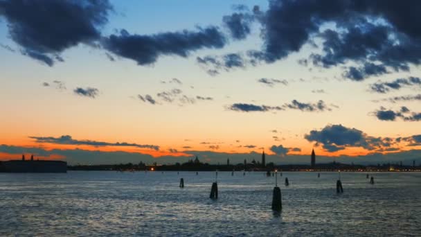 Venedig Italien 2015 Panoramanacht Venedig Mit Kanälen Und Häusersilhouetten — Stockvideo