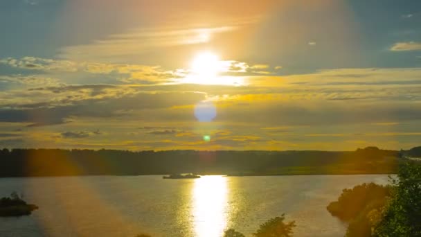 Захід Сонця Озері Переплетення Часу — стокове відео