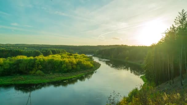 Autumn Landscape River Panoramic Time Lapse — Stock Video