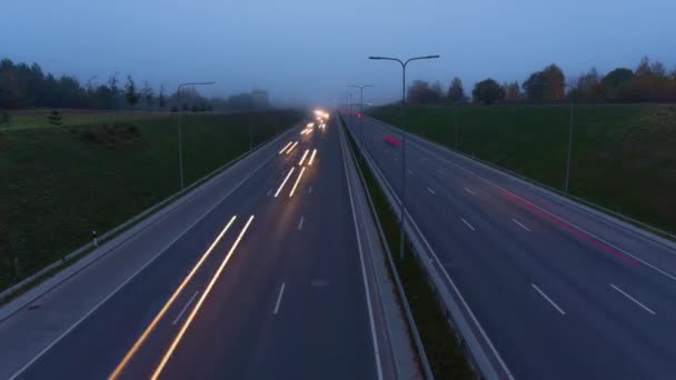 Πρωινή Κίνηση Στον Αυτοκινητόδρομο Time Lapse — Αρχείο Βίντεο