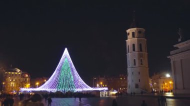 Vilnius, Litvanya - yaklaşık Aralık: Christmas adil ve Katedral Meydanı, Aralık, 2016 yılında Noel ağacı.