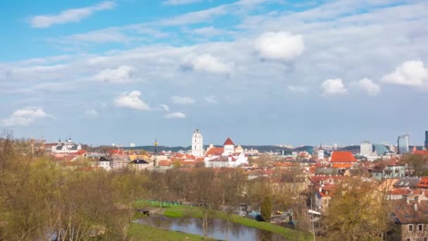 Pohled Jarní Vilnius Litva Panoramatický Časový Výpadek — Stock video