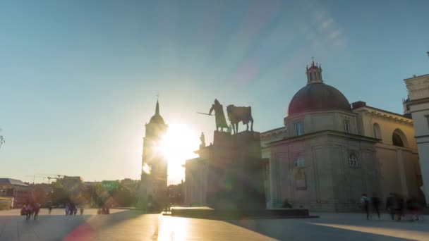 Vilnius Litauen Circa Juni 2017 Solnedgång Katedraltorget Time Lapse — Stockvideo