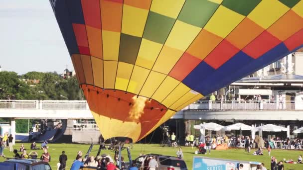 Vilnius Lituânia Cerca Julho 2017 Aquecido Balão Decolagem — Vídeo de Stock