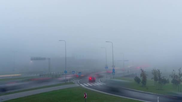 Blocco Del Traffico Mattutino Nella Nebbia Time Lapse — Video Stock