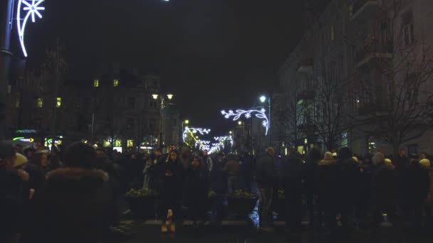 Vilnius Litauen Dezember 2017 Weihnachtsbaum Und Geschmückte Stadt Vilnius Die — Stockvideo