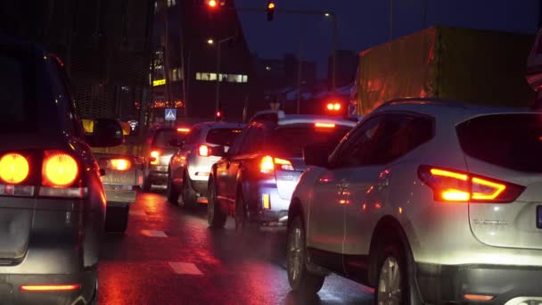 ビリニュス リトアニア 2017年12月頃 朝の交通渋滞 交通渋滞 — ストック動画