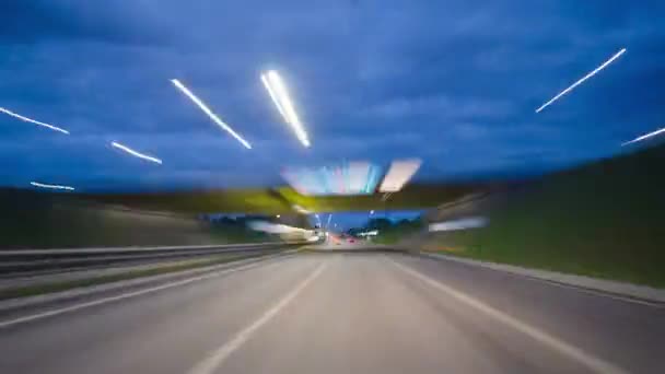 Een Reis Snelweg Nacht Timelapse — Stockvideo