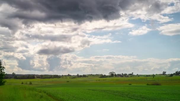 Rural Landscape Rain Clouds Rainbow Time Lapse — Stock Video