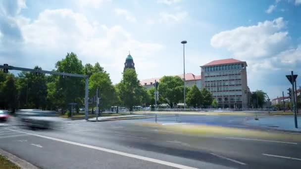 Dresde Allemagne Vers Juillet 2018 Grande Intersection Très Fréquentée Laps — Video