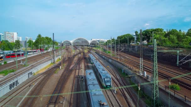 Dresda Germania Circa Luglio 2018 Stazione Ferroviaria Time Lapse — Video Stock