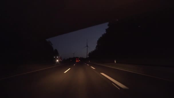 Frankfurt Duitsland Circa Juli 2018 Rijden Duitse Nacht Snelweg — Stockvideo