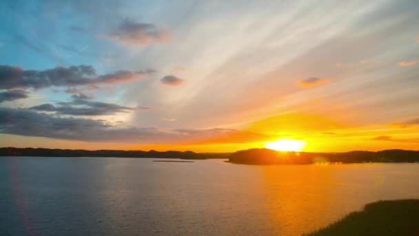 Захід Сонця Над Озером Проміжок Часу — стокове відео