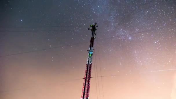 Клітинна Вежа Тлі Нічного Зоряного Неба — стокове відео