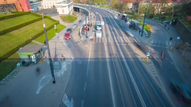 Pologne Varsovie Vers Avril 2019 Les Gens Viennent Dans Centre — Video