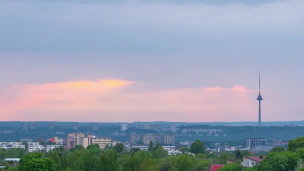 Pôr Sol Sobre Vilnius Lituânia Lapso Tempo — Vídeo de Stock