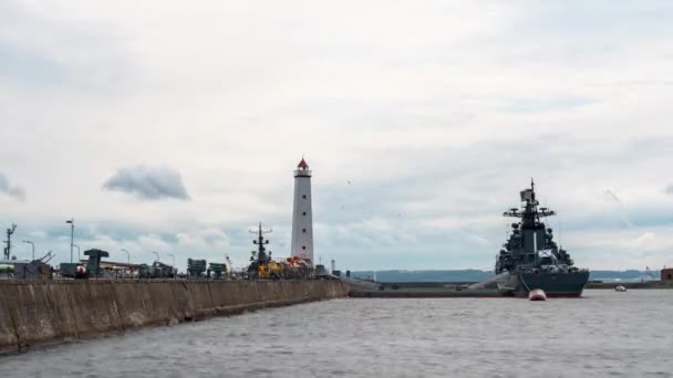 Dock Navires Guerre Musée Kronstadt Russie Time Lapse — Video