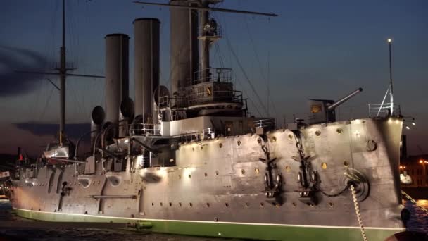 圣彼得堡 俄罗斯 Circa 2019年6月 著名的巡洋舰奥罗拉 — 图库视频影像