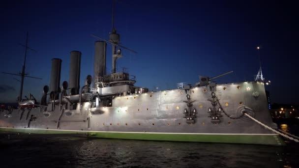 San Petersburgo Rusia Circa Junio 2019 Famoso Crucero Aurora — Vídeo de stock
