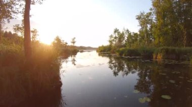 Orman gölü gün batımında