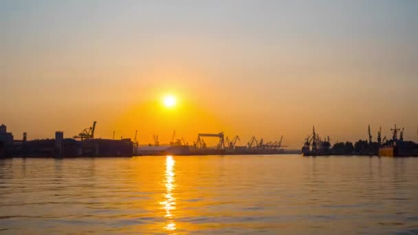 Gdynia Lengyelország Augusztus 2019 Naplemente Kikötőben Gdynia Gyorsított — Stock videók