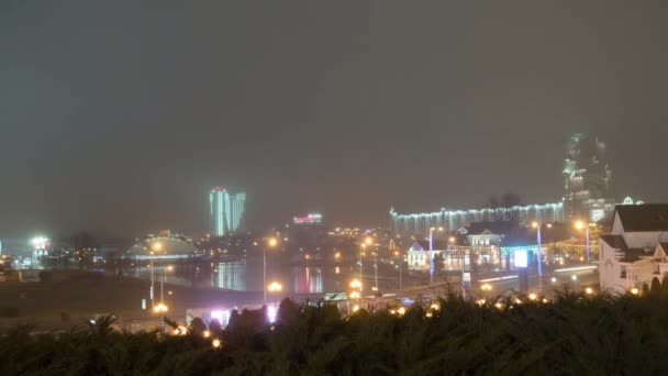 Cidade Noturna Minsk Belarus Time Lapse — Vídeo de Stock