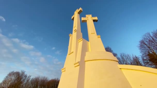 Wilno Litwa Około Grudnia 2019 Pomnik Trzech Krzyży — Wideo stockowe