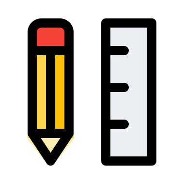 Kalem ve cetvel, vektör simgesi tasarım