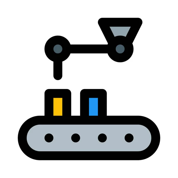 Роботизована Конвеєрна Лінія Векторний Дизайн Піктограм — стоковий вектор
